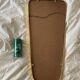 Vintage 1960s asymmetrical free-form rearview mirror, gold and red - 71 x 3
