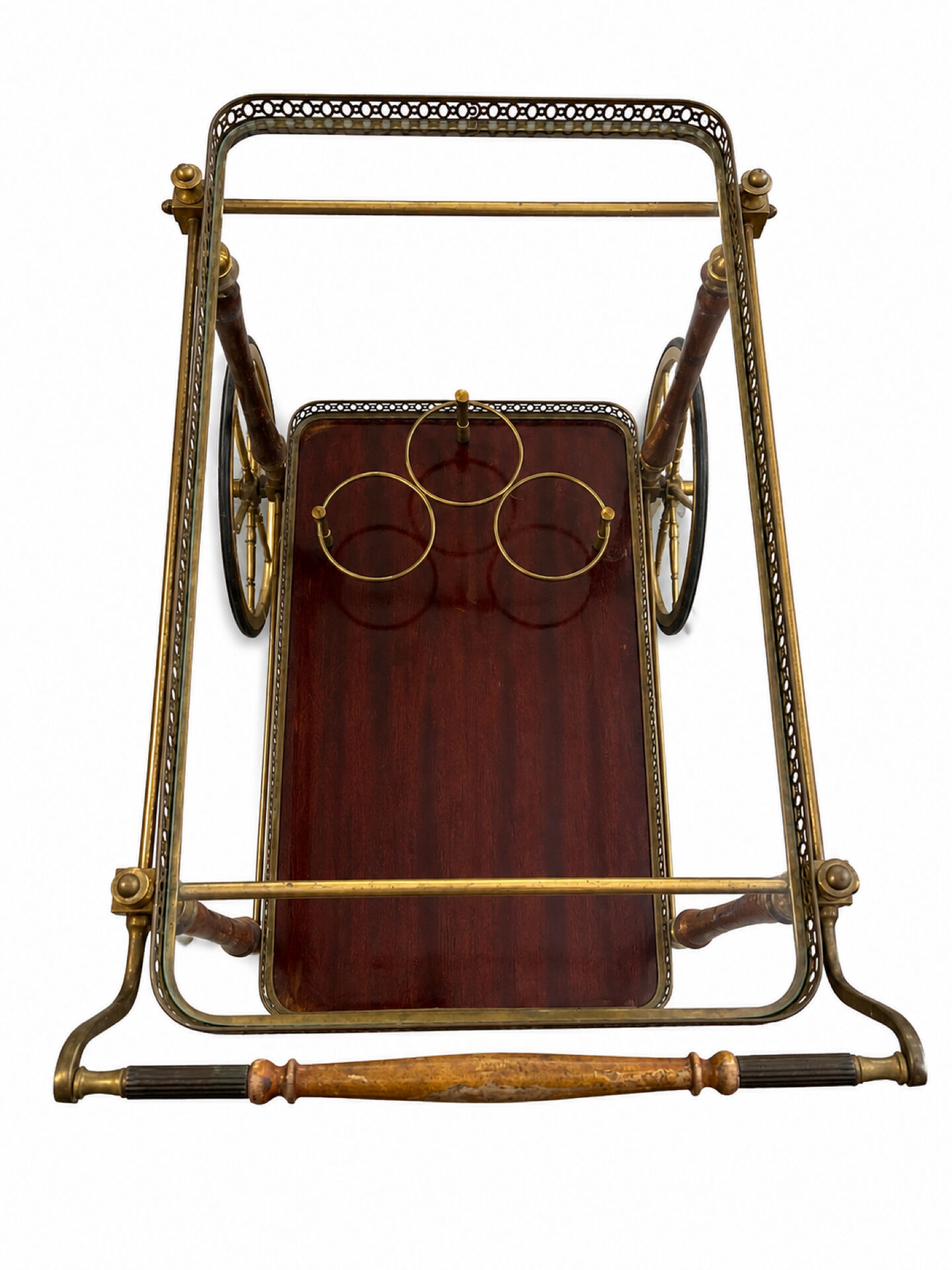 Bar drinks trolley in brass and wood from Maison Jansen