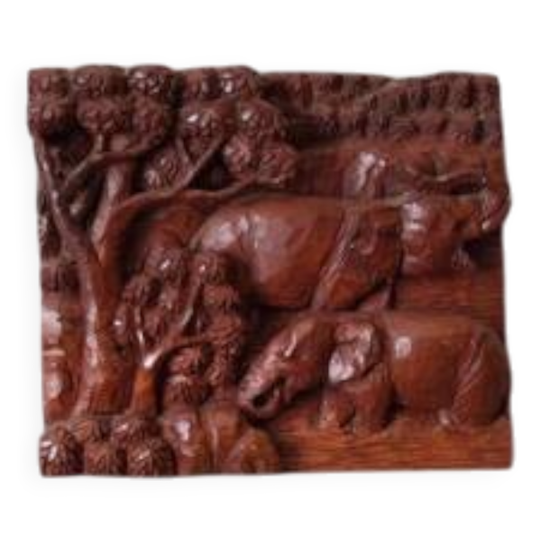 Sculpture murale en bois art africain artisanal décoration ethnique tribal