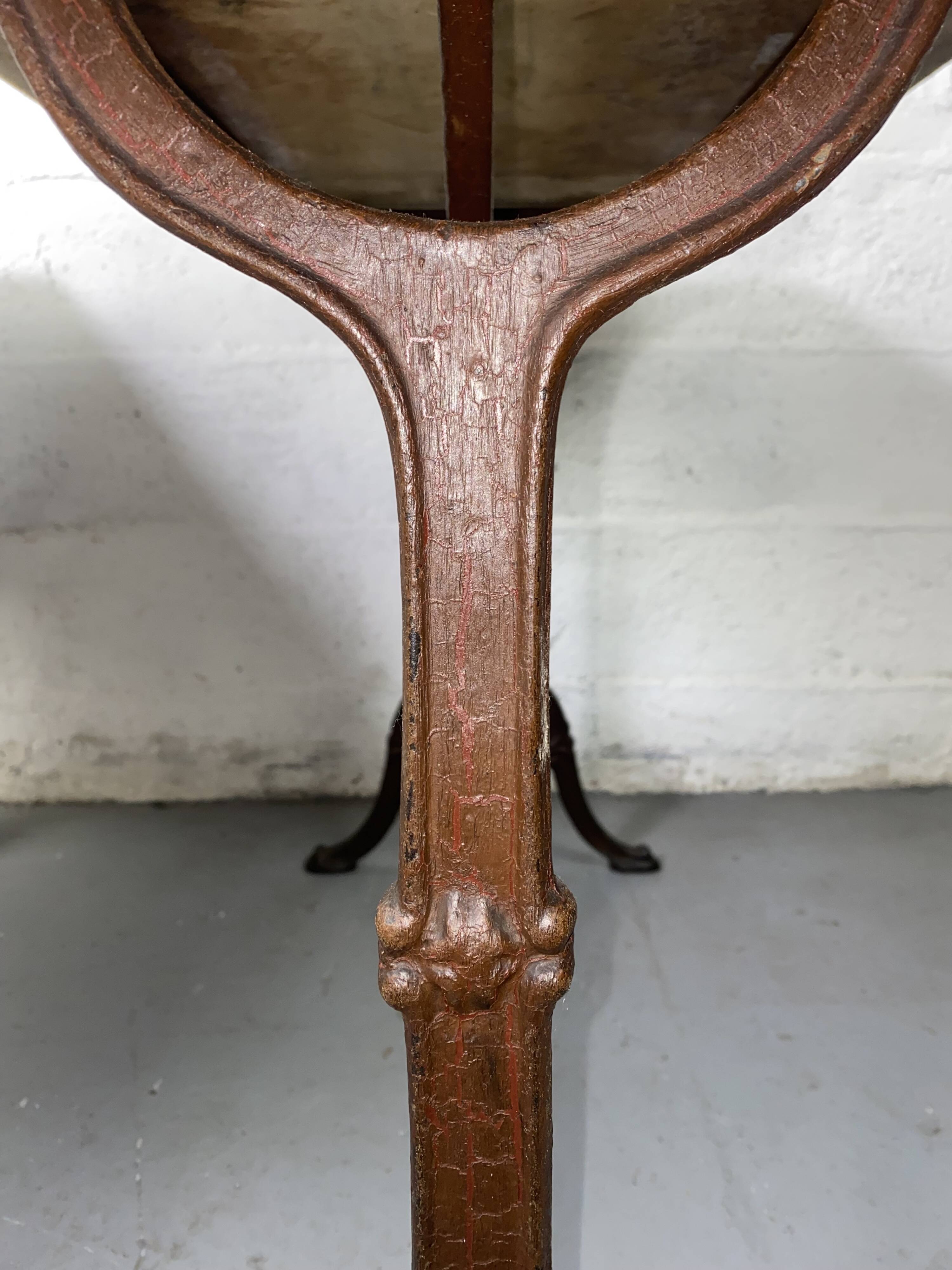Set of two bistro tables in marble and wrought iron