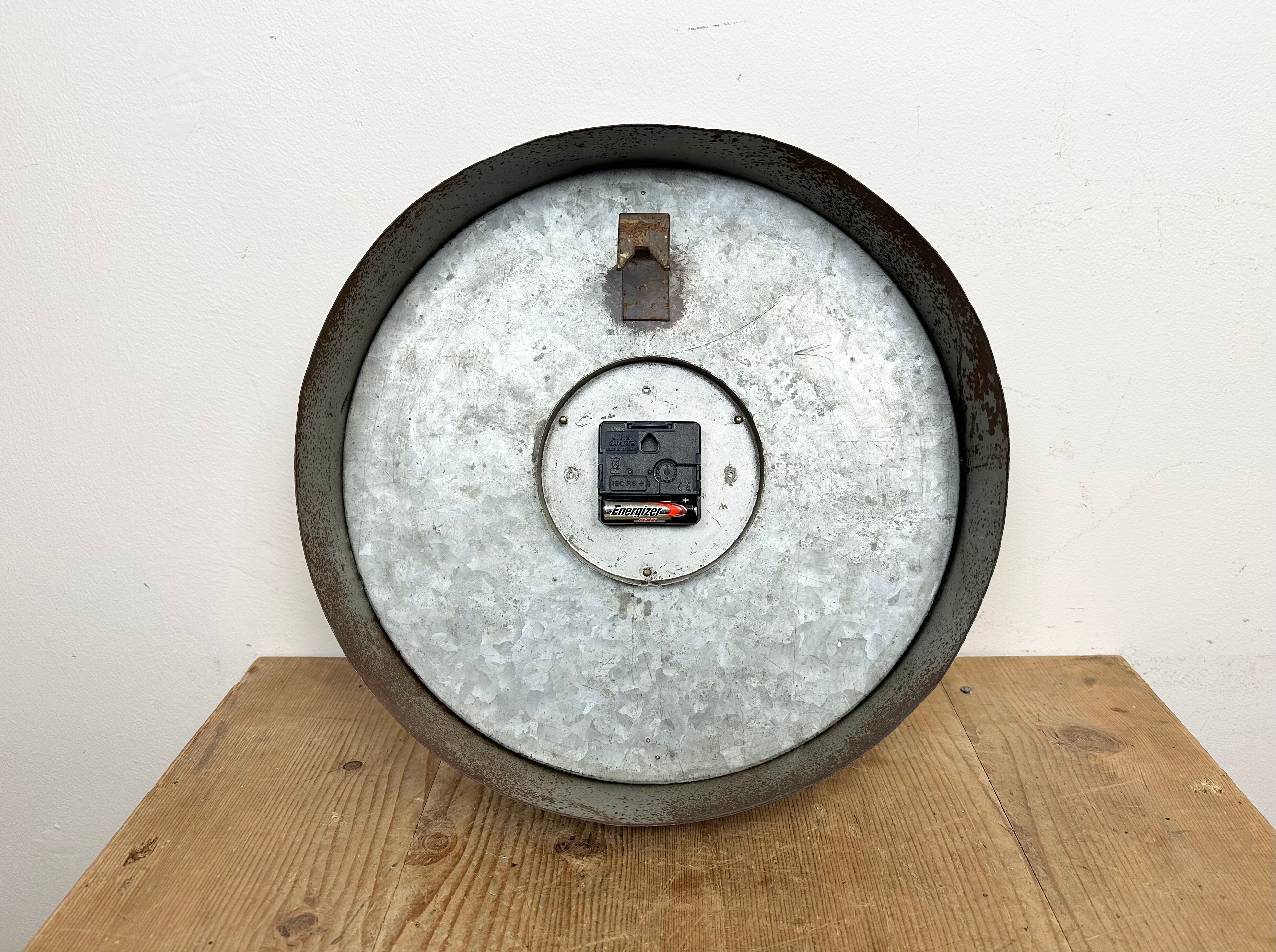 Black industrial factory wall clock from IBM, 1950s