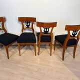 German Biedermeier Chairs in Cherry Veneer, 1830, Set of 4