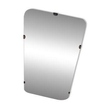 Miroir asymétrique avec cadre en bois, années 1960