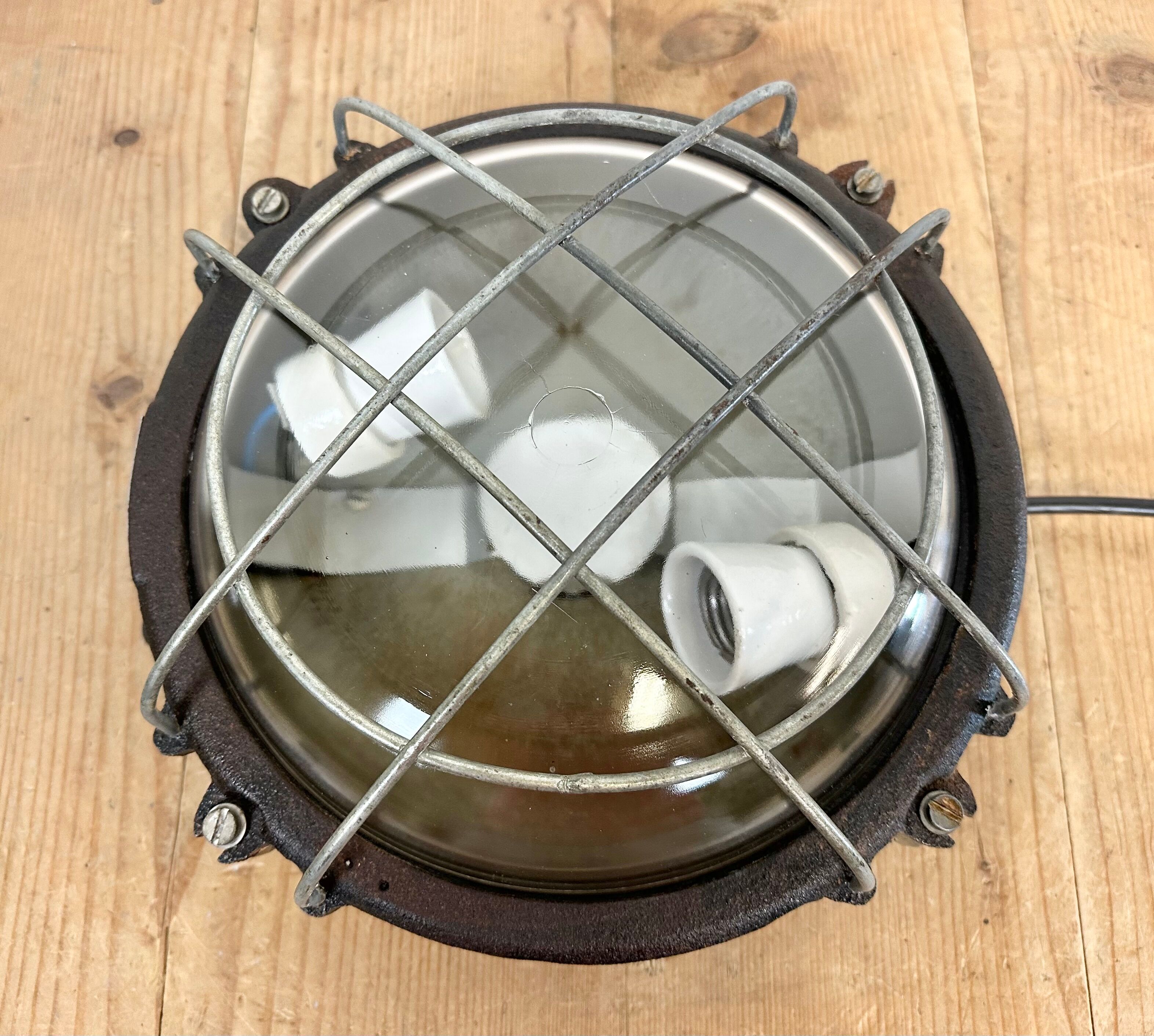 Black Industrial Cast Iron Wall or Ceiling Light from Elektrosvit, 1960s