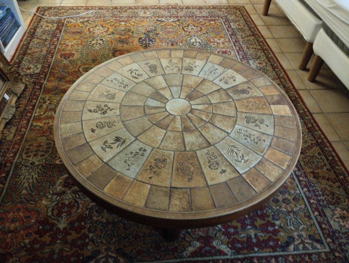 Table Basse - Herbier - Céramique - Raymonde Leduc - V. 1960.