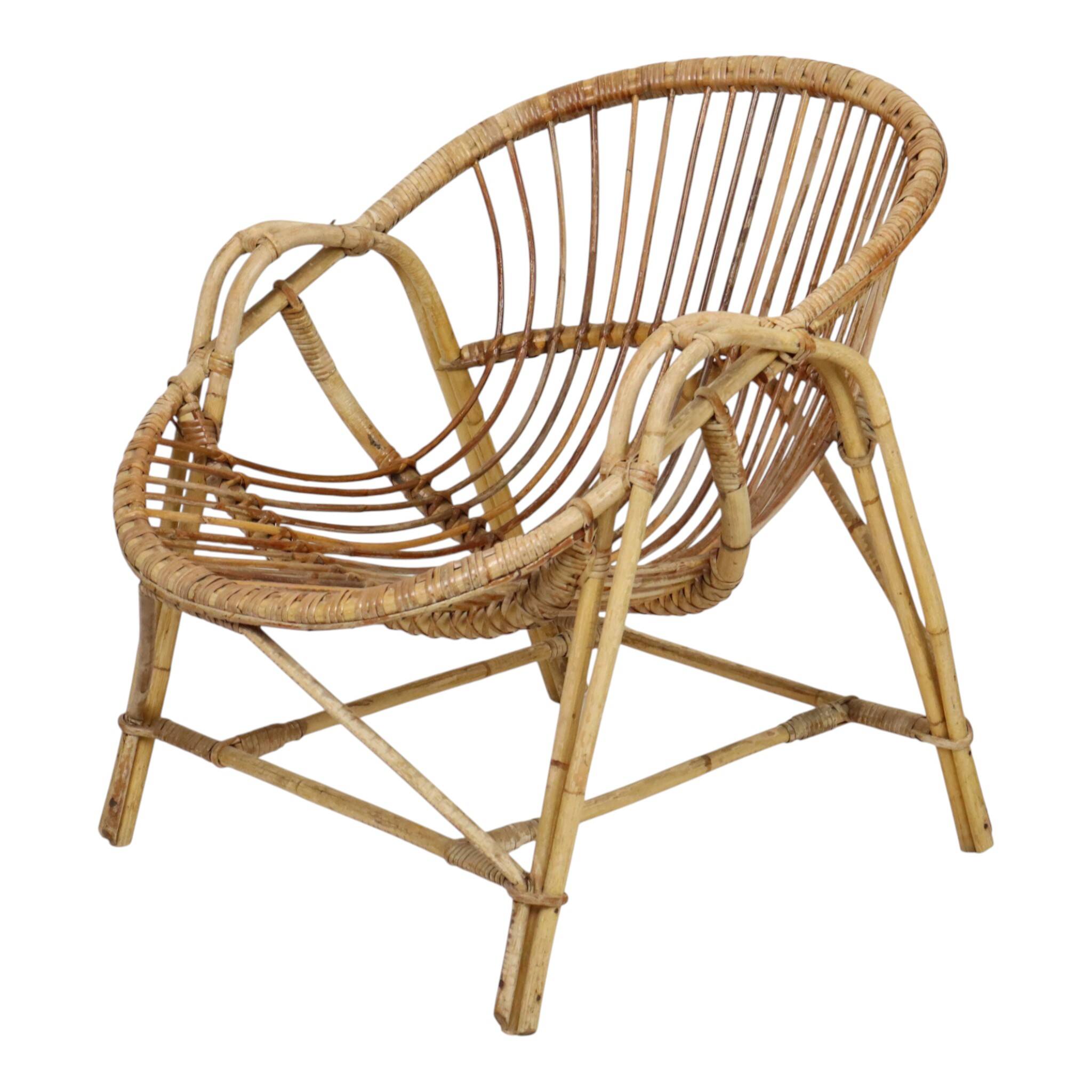 Pair of rattan armchairs, France 1960s