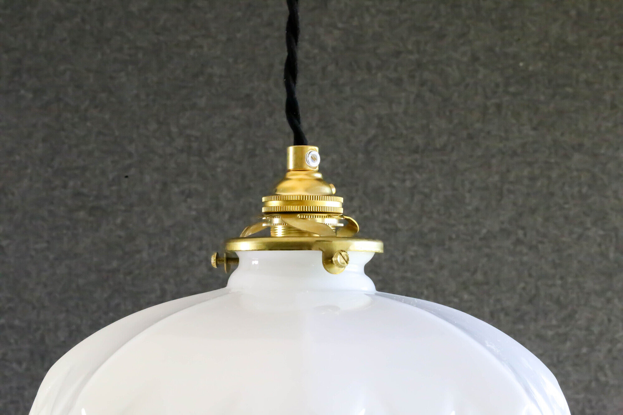 Old French suspension in white glass - kintsugi repair on top