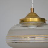 Suspension globe in frosted glass with golden edges
