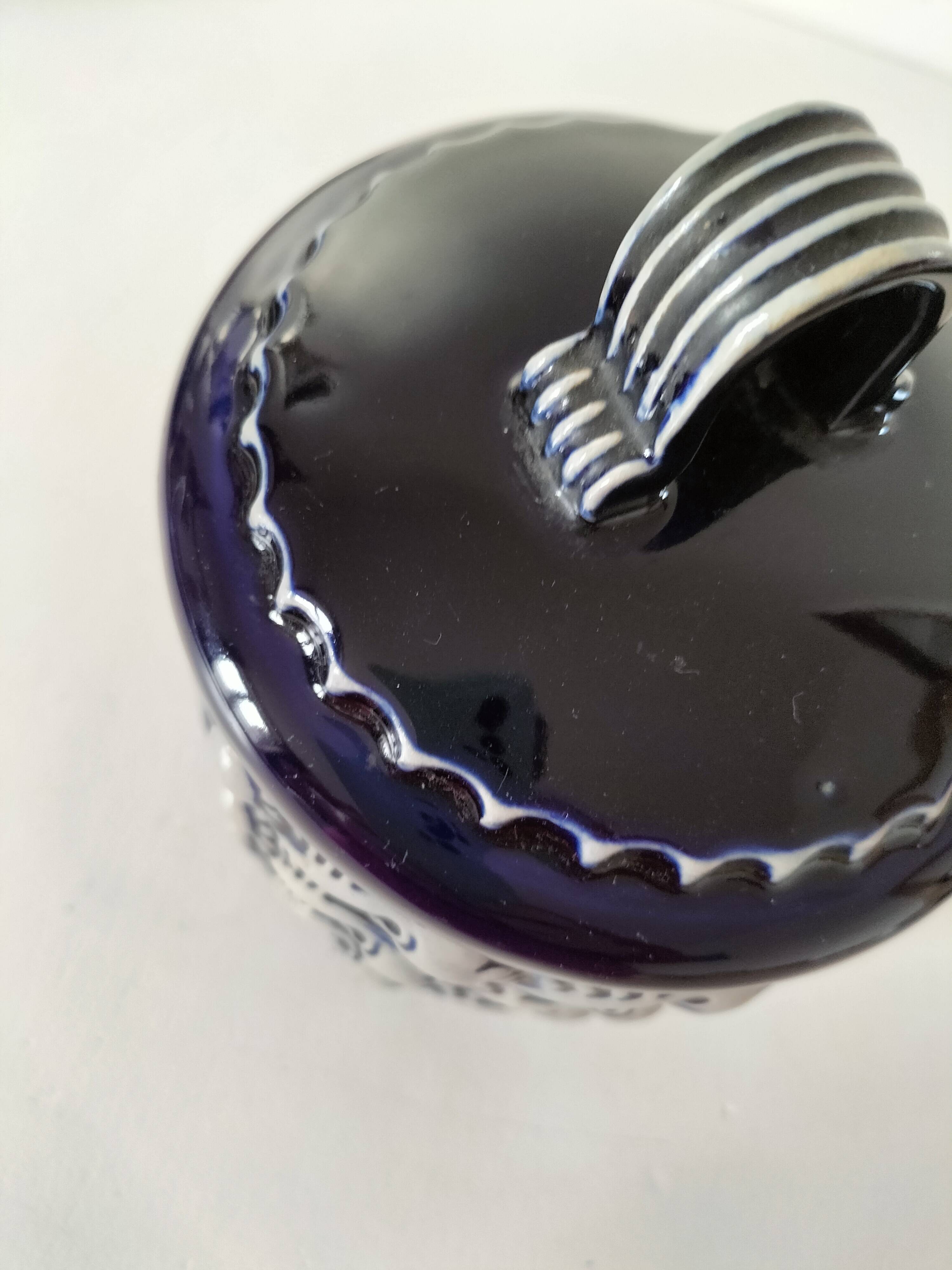 Blue glazed stoneware pot RM Stein – Reinhold Merkelbach, 1960s