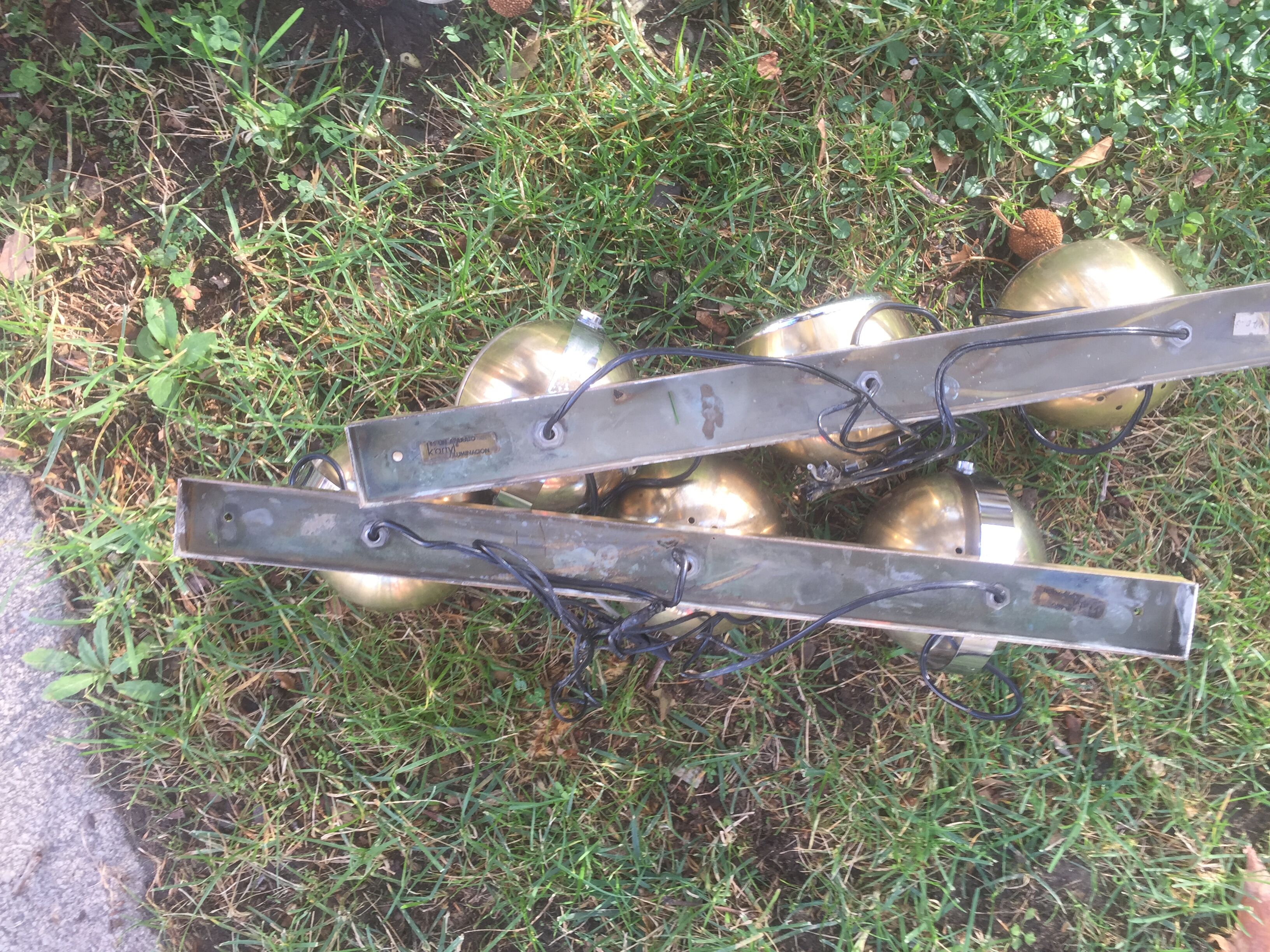 Pair of ramps of 3 spots brass and chrome balls