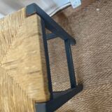 Vintage straw and wood stool
