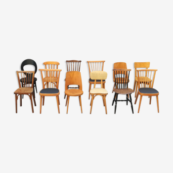 Set of 12 wooden Bistro chairs