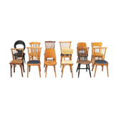 Set of 12 wooden Bistro chairs