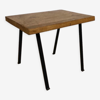 Metal and raw wood side table
