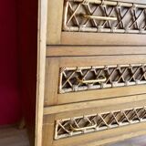 60s rattan and compass feet dresser