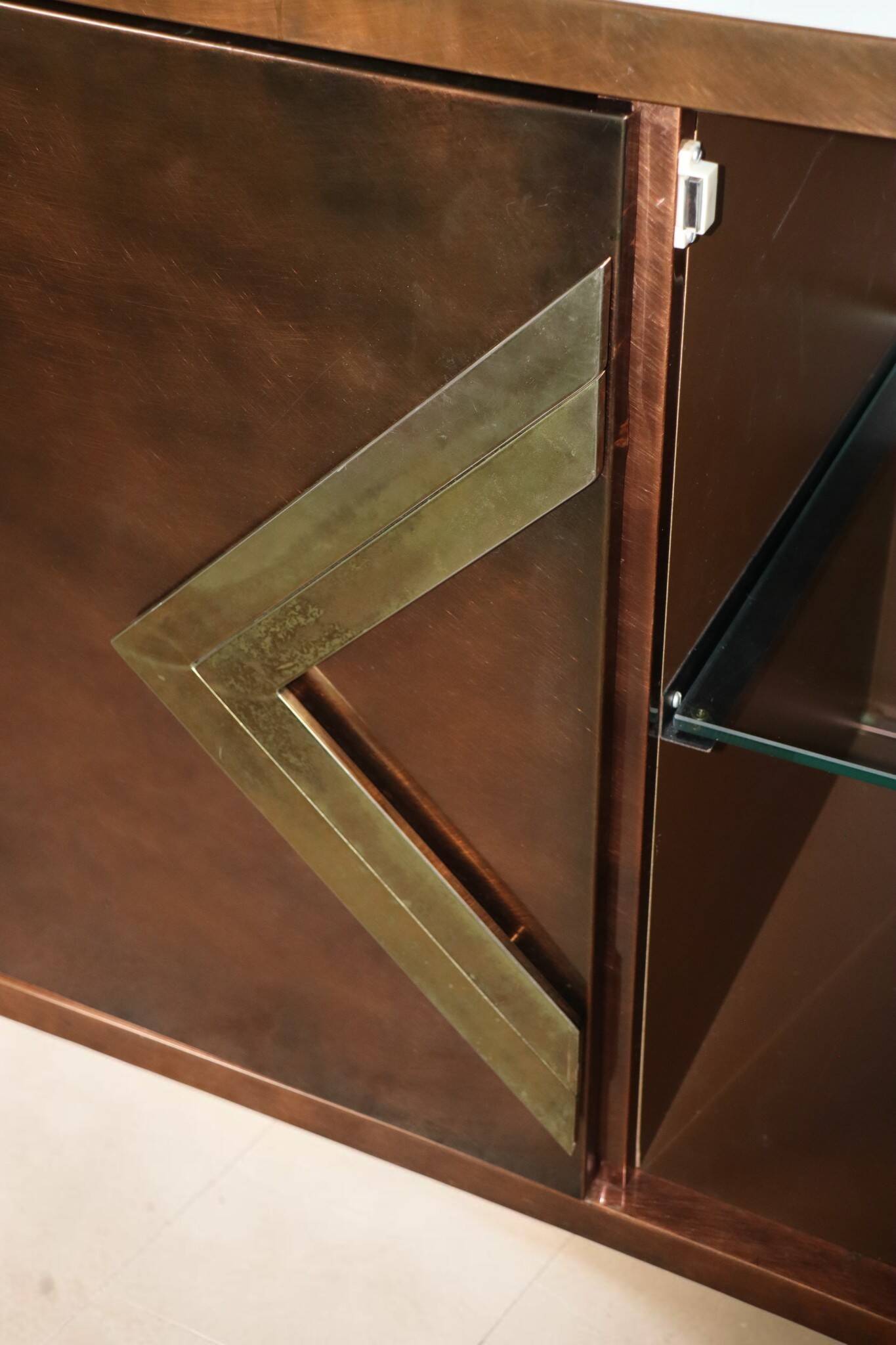 Minimalist bronze patinated metal enfilade, 1970s