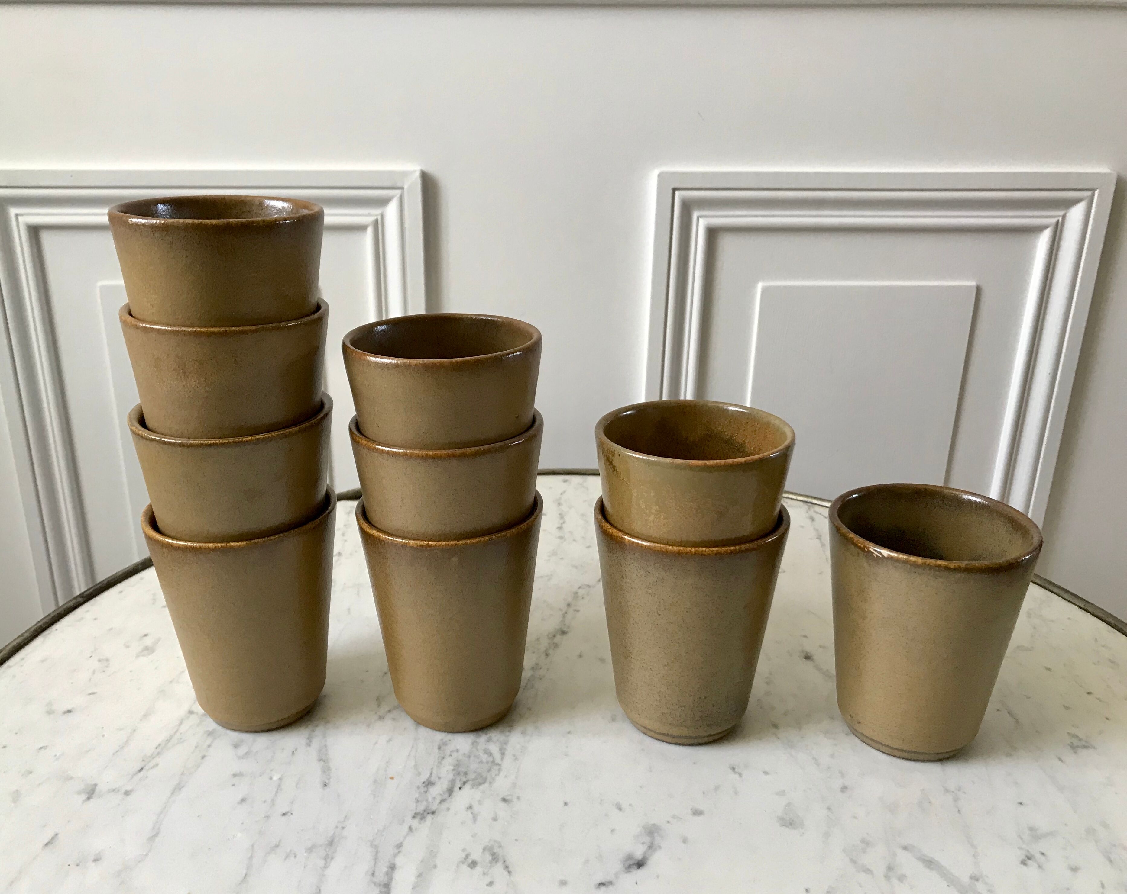 Set of 10 sandstone glasses Digoin Sarreguemines 70s