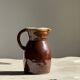Large brown glazed stoneware jug Grès du Berry Made in France H19