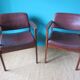 Pair of armchairs in Rio rosewood and plum leather, Denmark 1960