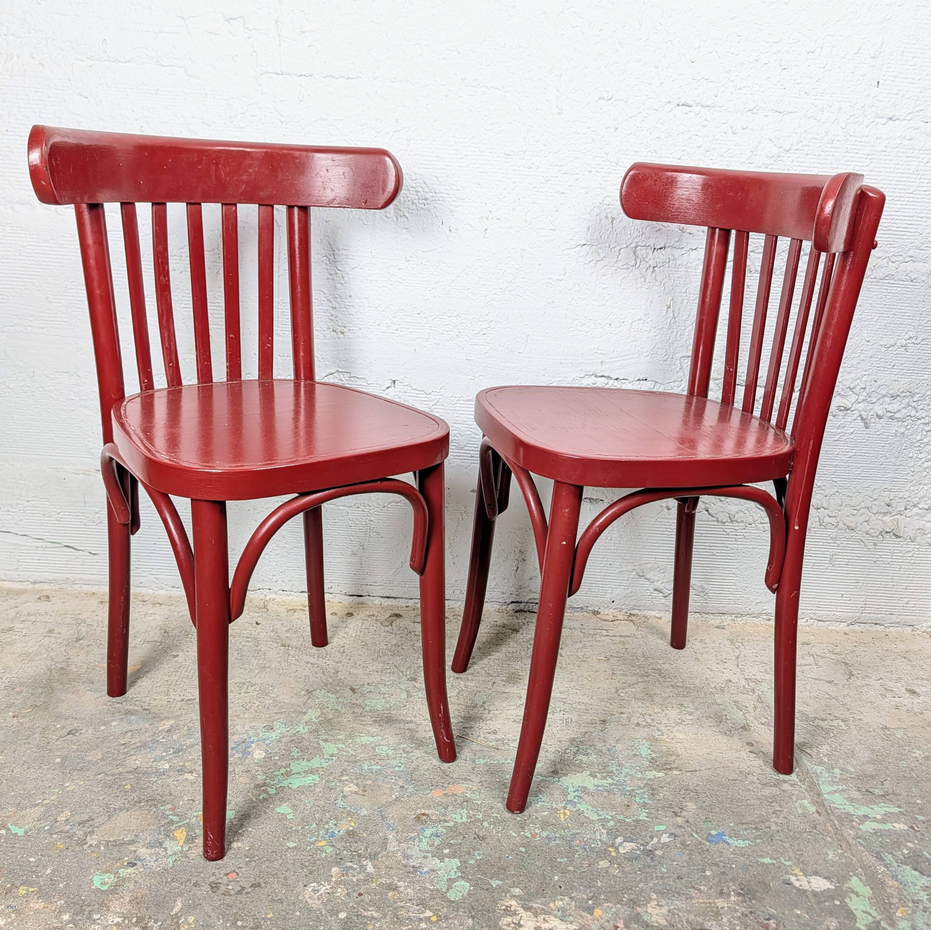 Pair of curved wooden bistro chairs