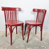 Pair of curved wooden bistro chairs