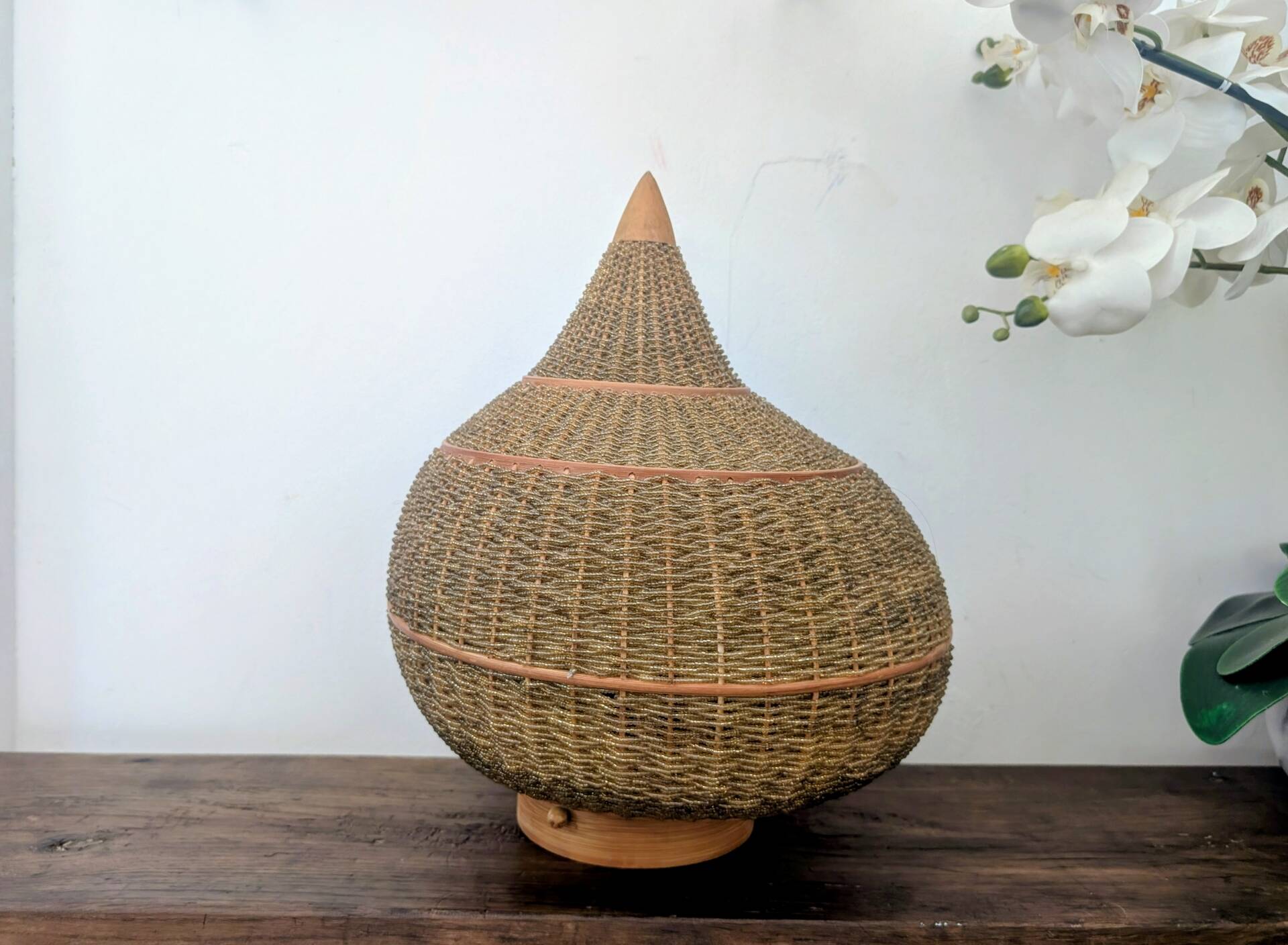 Table lamp Glass Beads & Bamboo