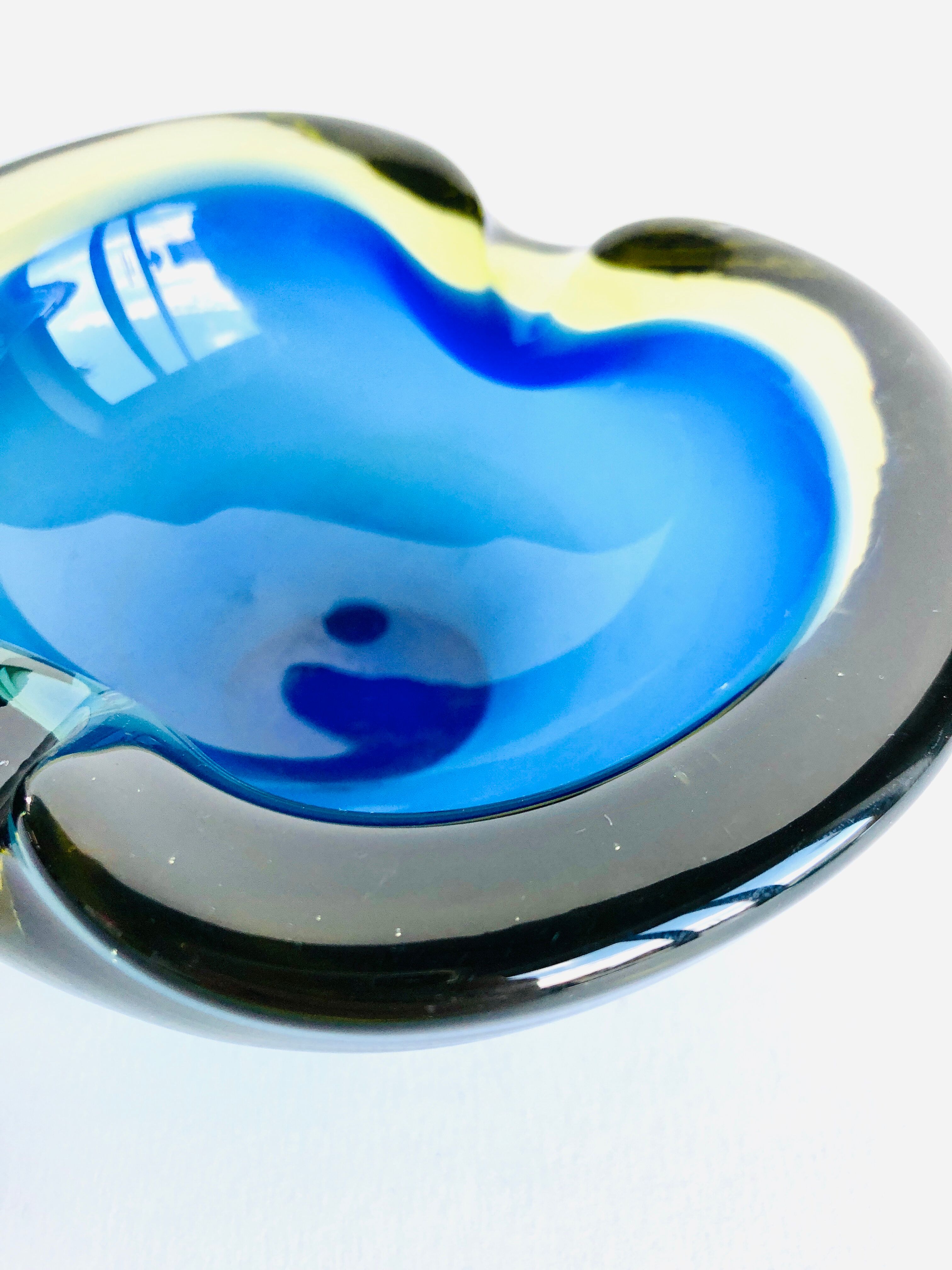 Sommerso Murano glass ashtray, 1960s