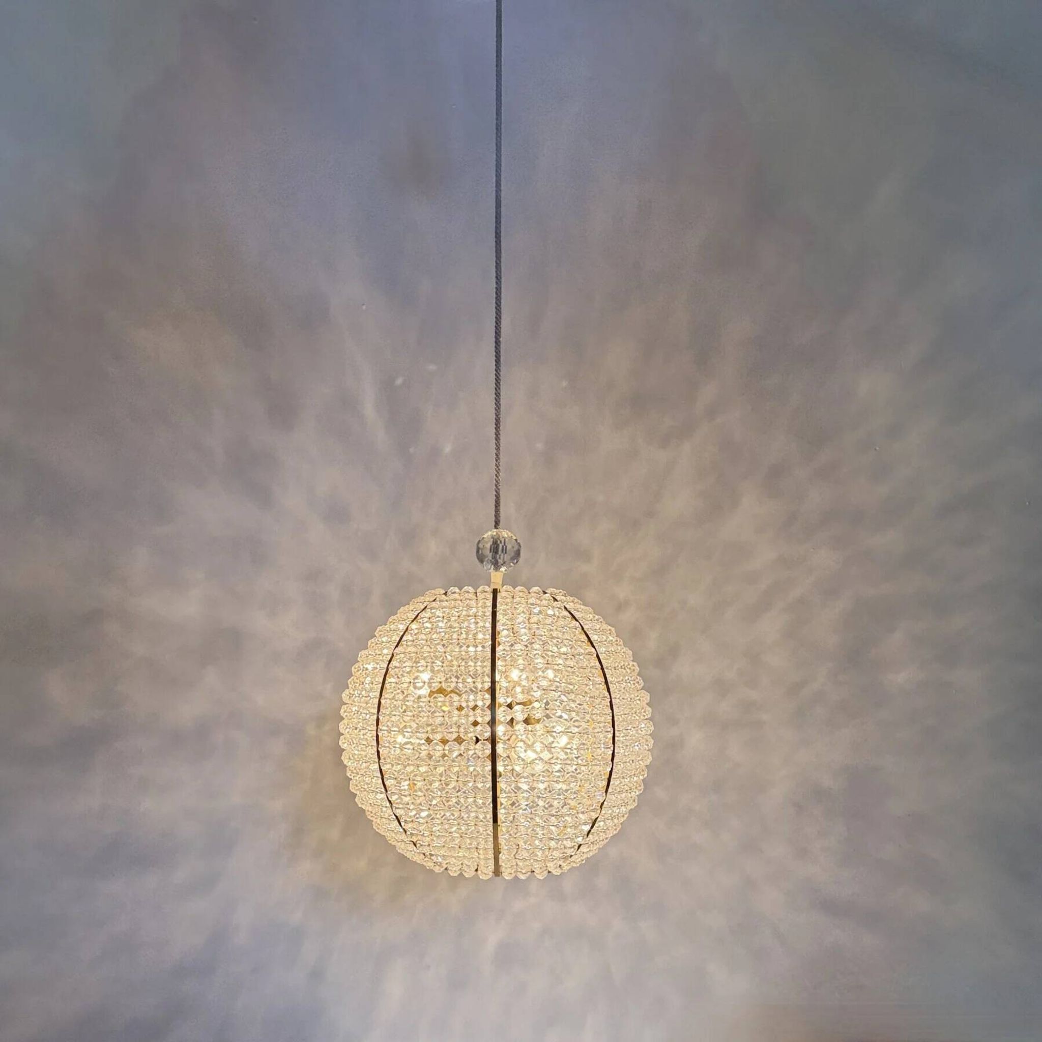 Brass & acrylic ball hanging lamp pendant by Emil Stejnar, 1950s