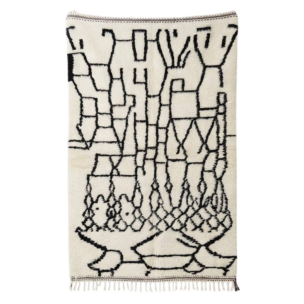 Tapis berbère blanc noir style Azilal