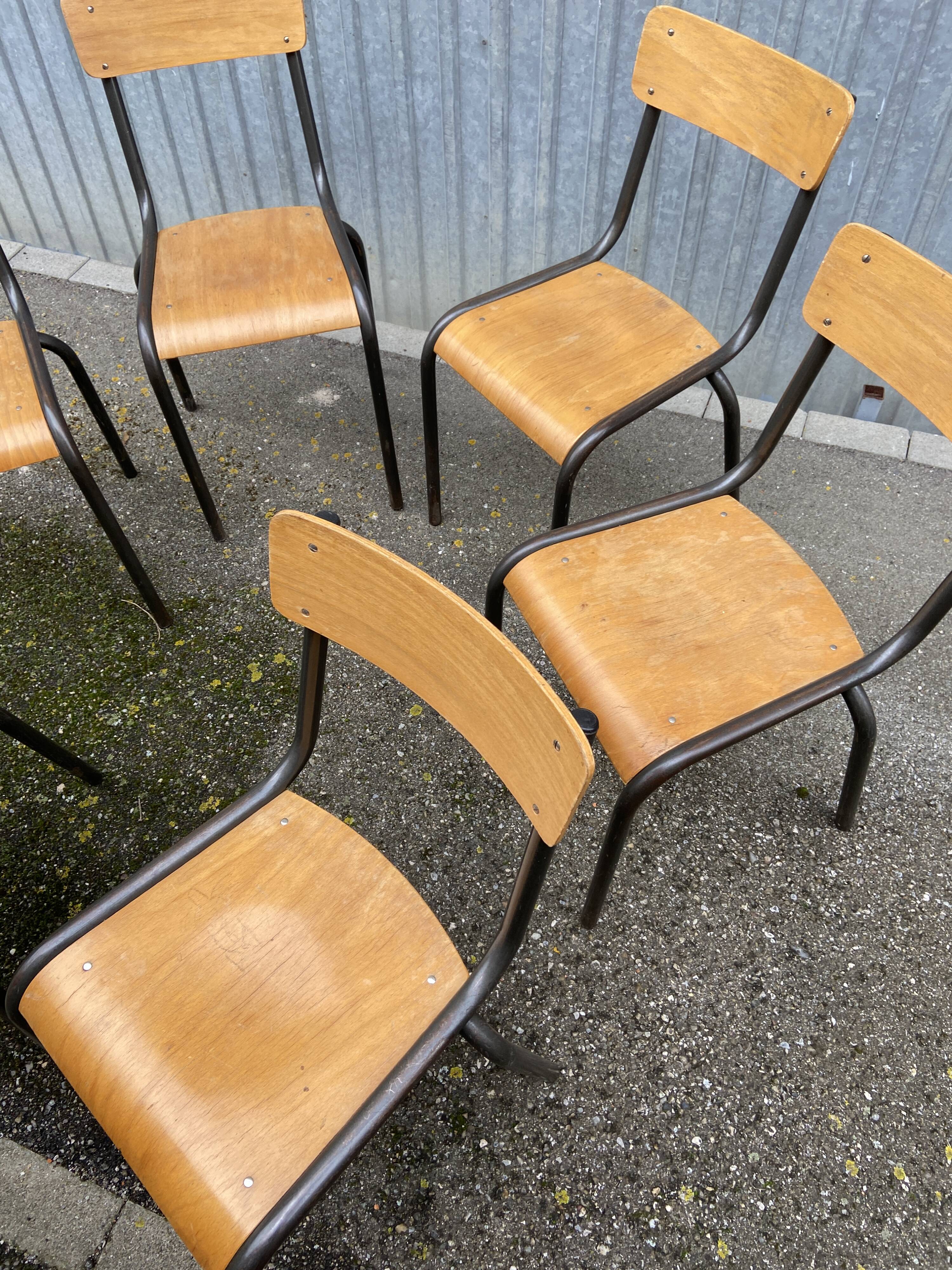 6 vintage industrial school chairs for communities mullca delagrave tube & wood french school chair