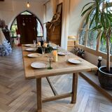Solid wood farmhouse table with 2 extensions