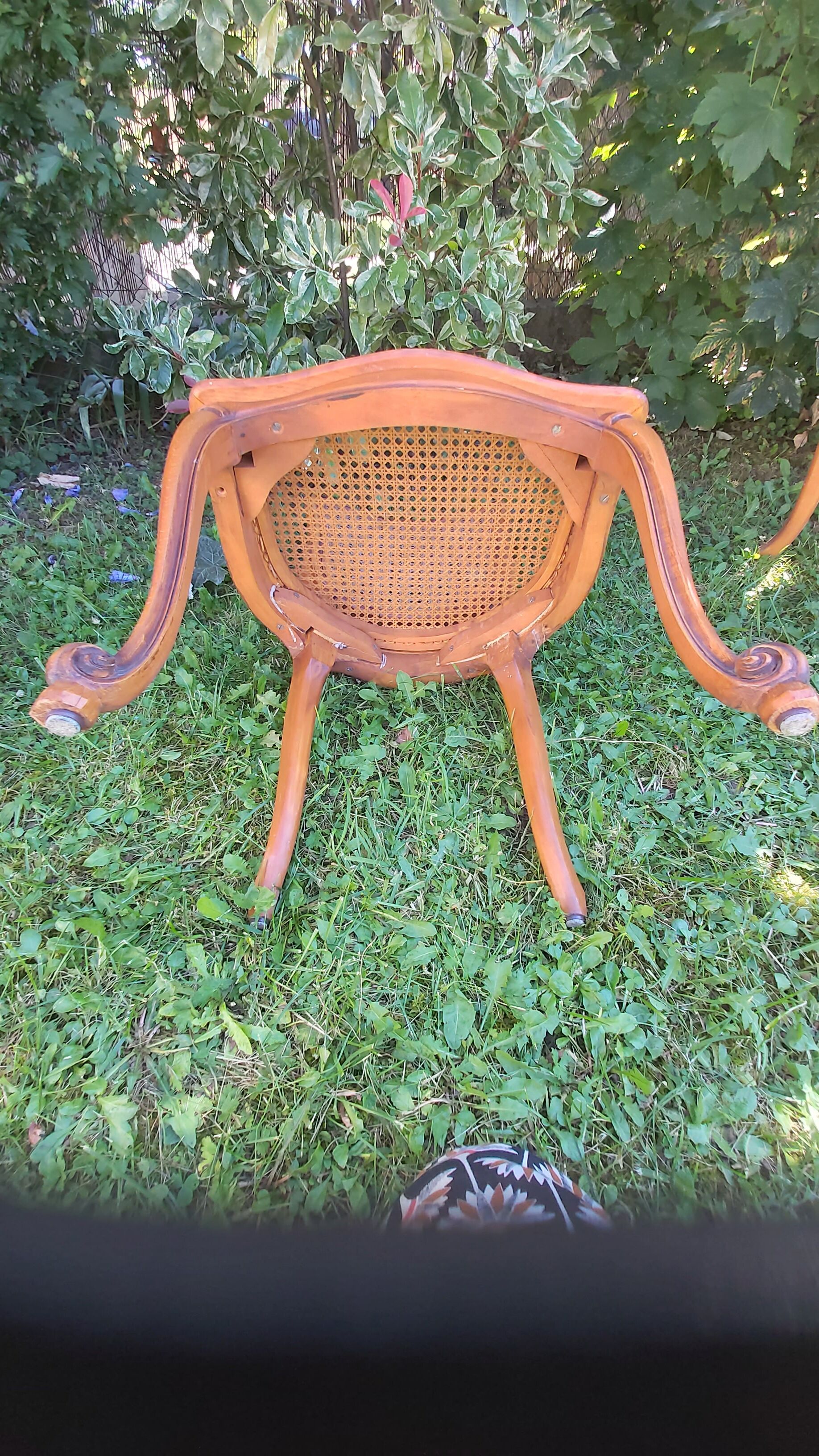 Set of three regency cane chairs