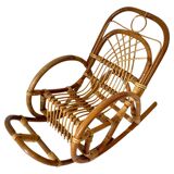 Mid Century Modern Bamboo Kids Rocking Chairs, Italy 1960s