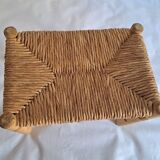 Set of 2 wood and straw stools