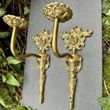 2 wall sconces in solid brass "Medusa" 1950s