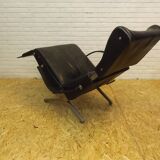 Tecno P40 chaise longue  , cuir noir