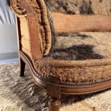 Louis Philippe 19th century 3-seater sofa in walnut, ready to upholster