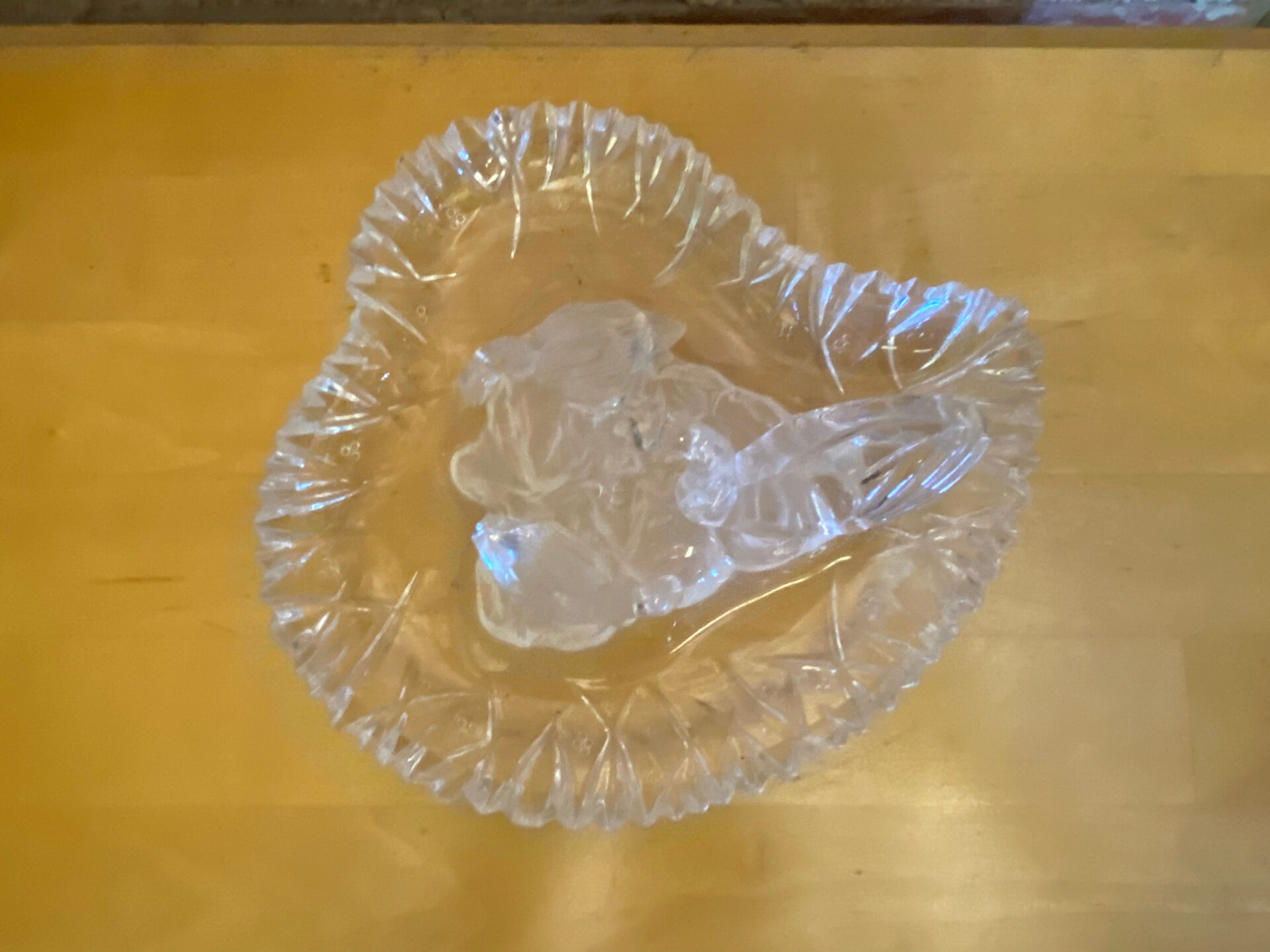 Vintage Heart-Shaped Crystal Dish by D'ARQUES with Swan Decoration #E0