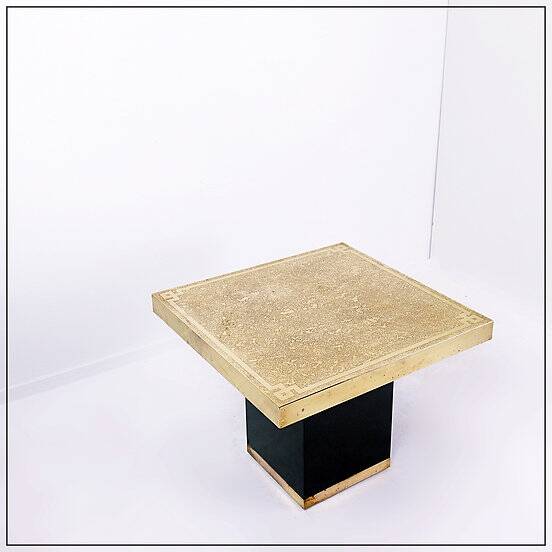 Hollywood Regency Brass Etched Side Table, 1950s