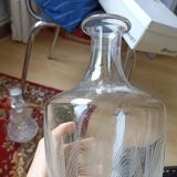 Glass carafe graphic patterns, vintage 1970s