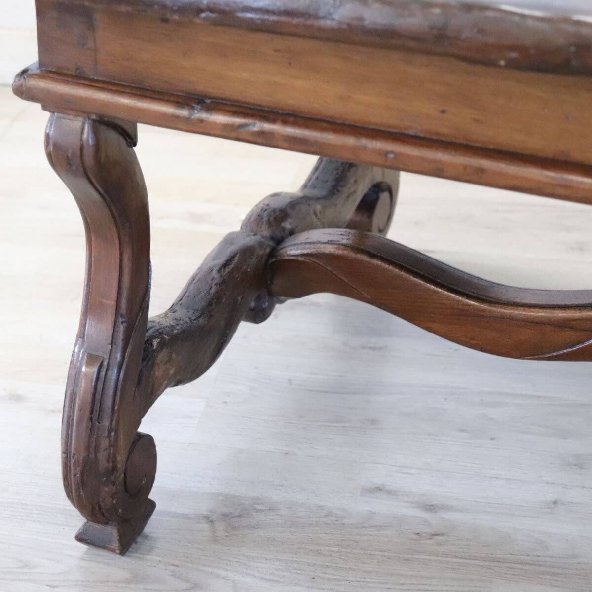 Solid Walnut Coffee Table, Italy, Early 20th Century, Restored
