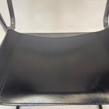 Vintage chair in saddle leather black steel 1970s