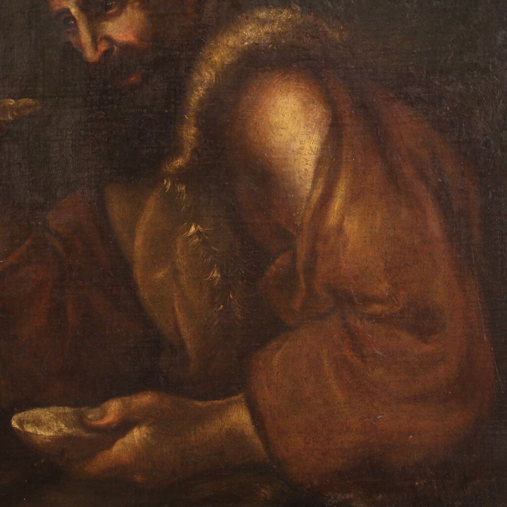 Antique painting from 17th century, interior of a tavern