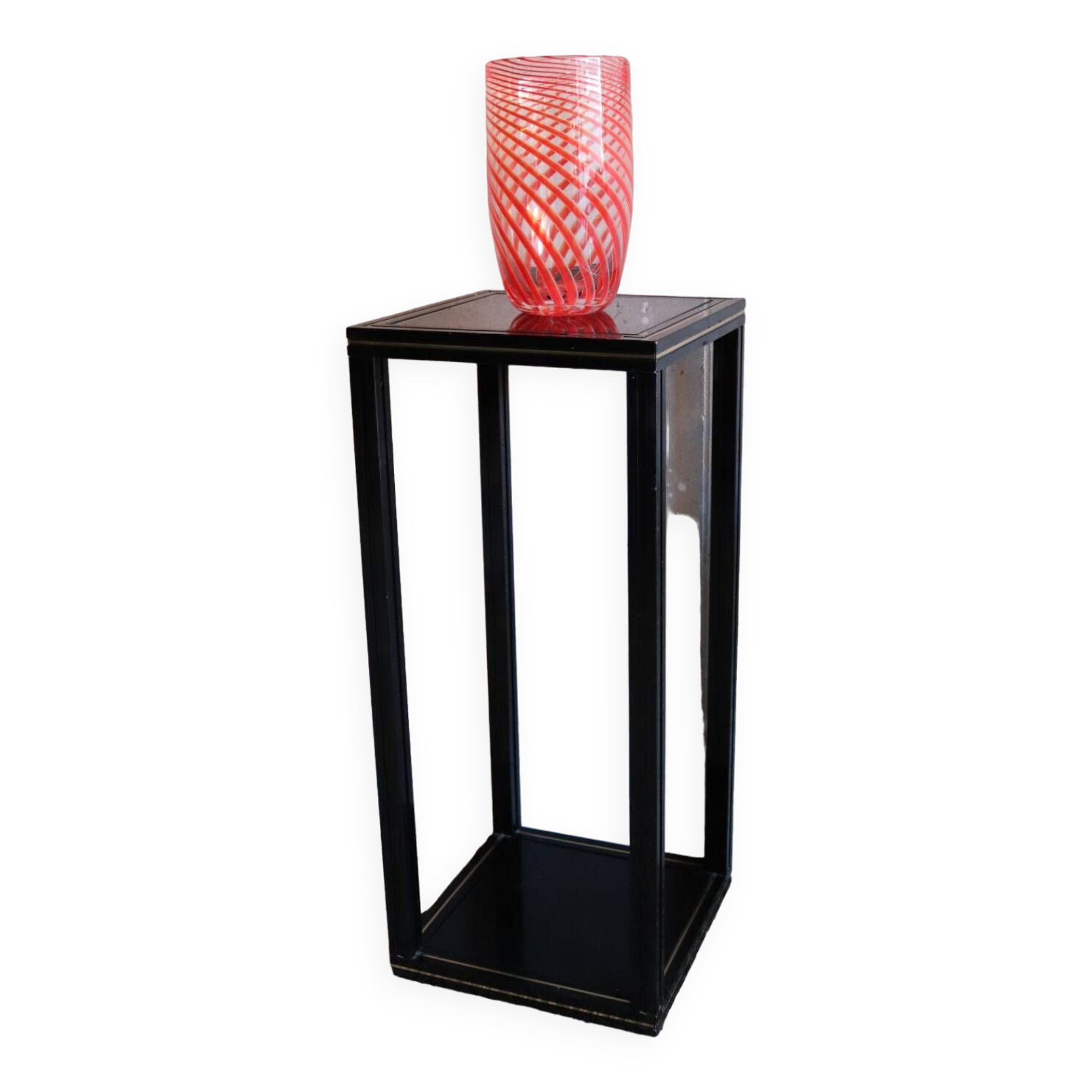 Black pedestal table Pierre Vandel 80s/90s