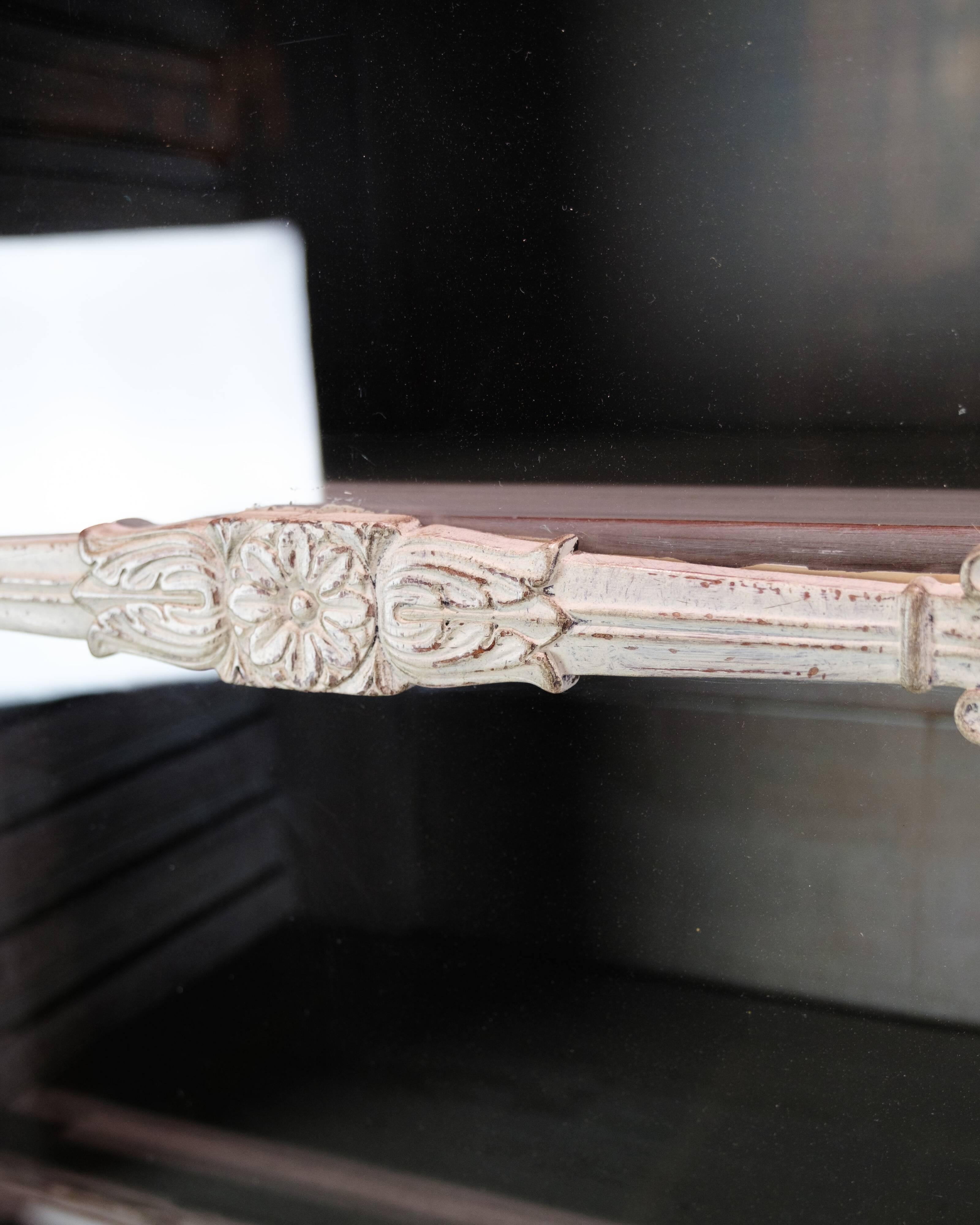 Glass Cabinet From The Gustavian Period Painted In Grey From 1810s