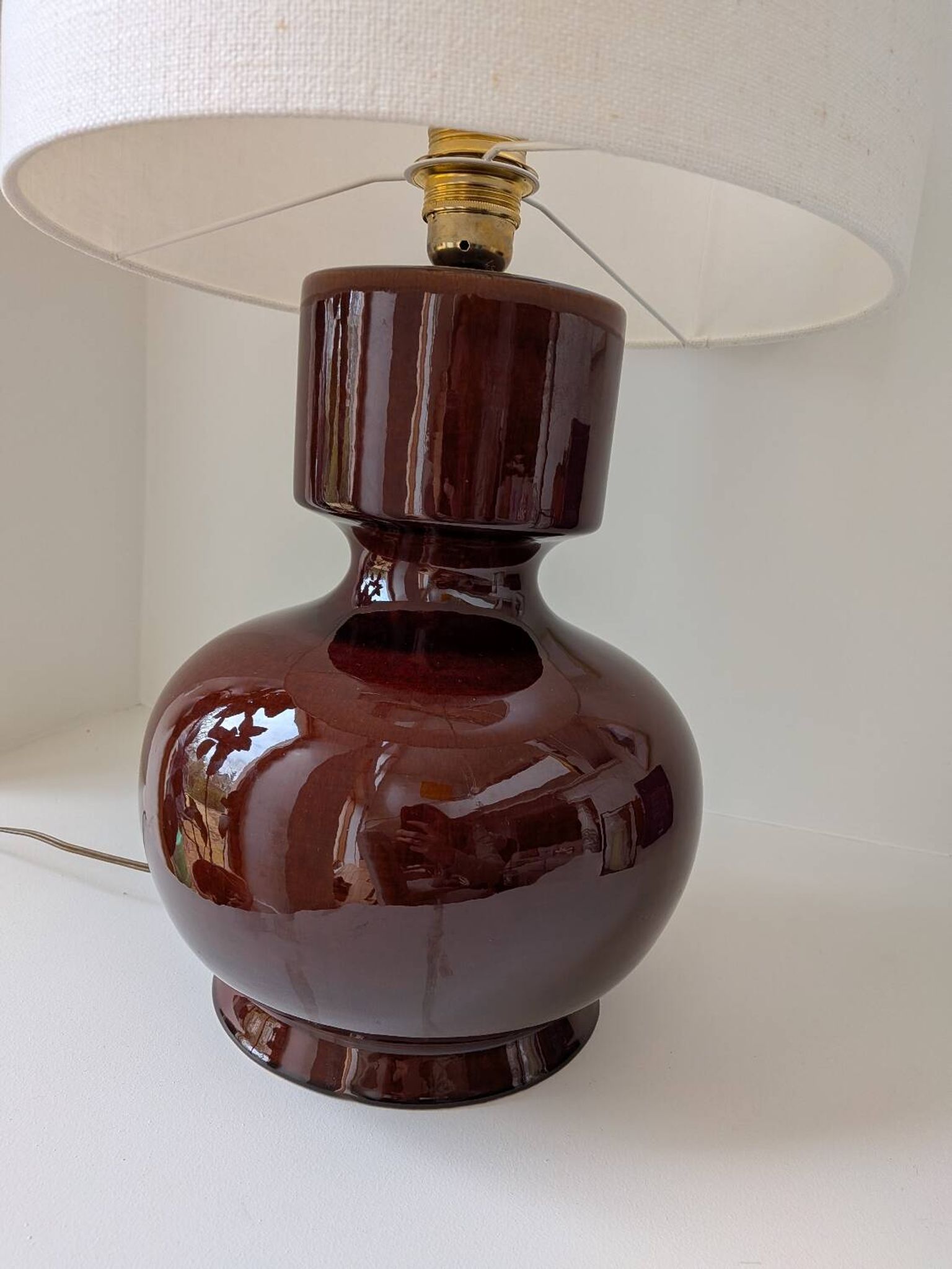 Lampe céramique et abat jour crème