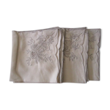 12 old cotton embroidered napkins