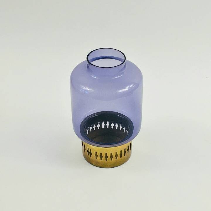 Mid-Century Scandinavian Glass & Brass Candle Holder from Jakobsson, 1950s