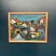 Original Swedish Oil on Panel – "Village Scene (Thick Impasto)" – Signed – Vintage and Framed