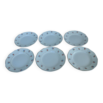 Set of 6 dessert plates Sarreguemines, flower motif